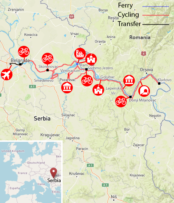 Danube Guided Cycling Holiday itinerary map